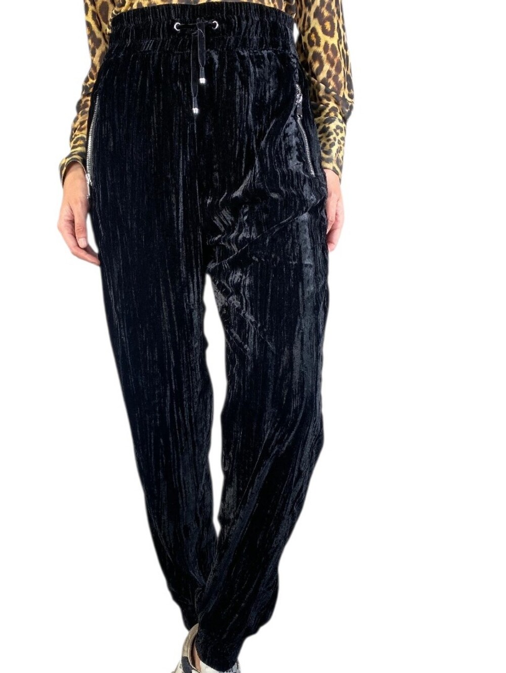 Zara Womens Black Velvet Joggers